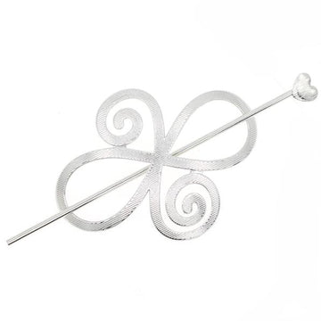 Golden Finish Metal Floral Bun Cover and Hair Stick 2-pc Set